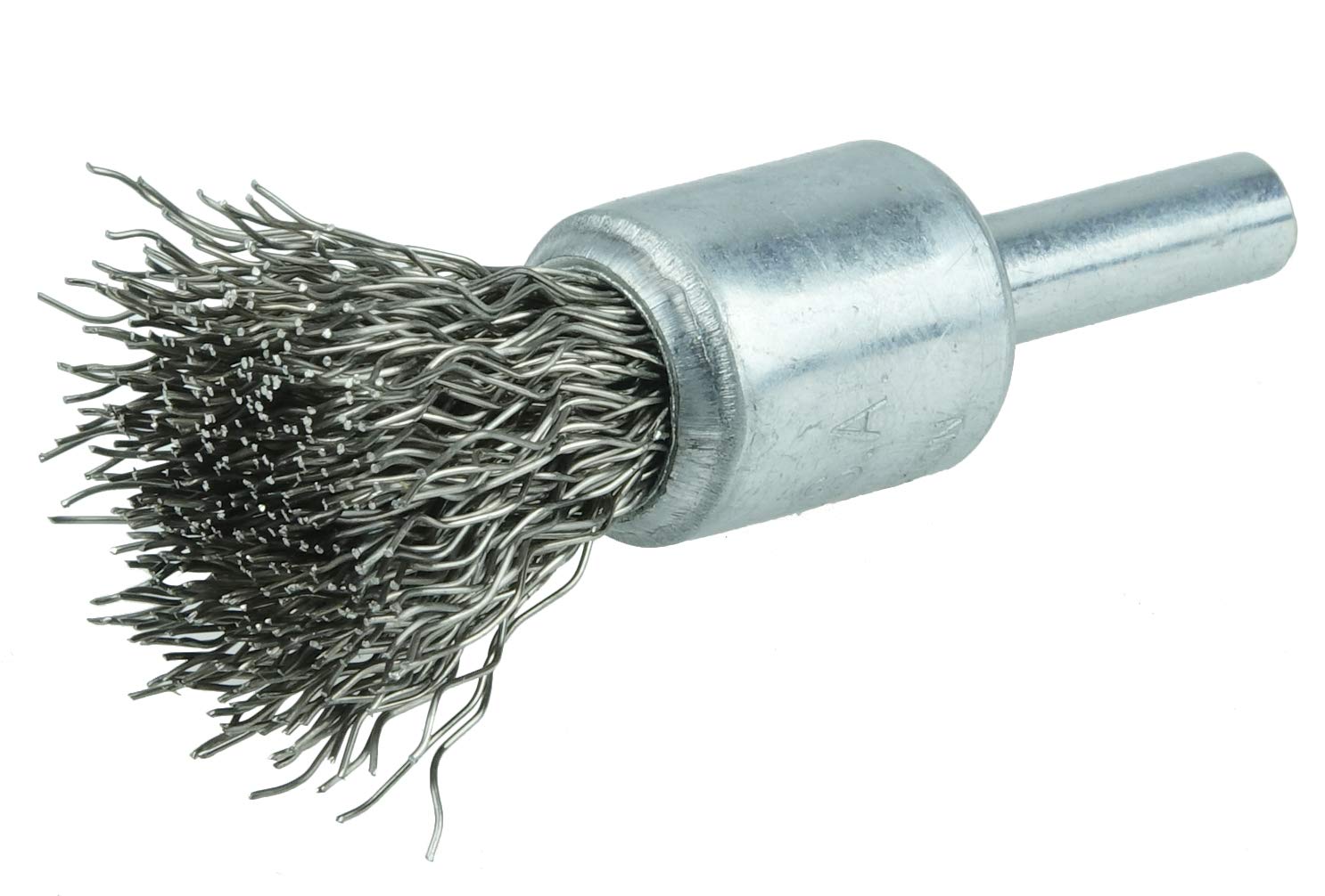 Weiler 10016 Crimped Wire End Brush .020 Stainless Steel Fill 1/2 Inch Diameter