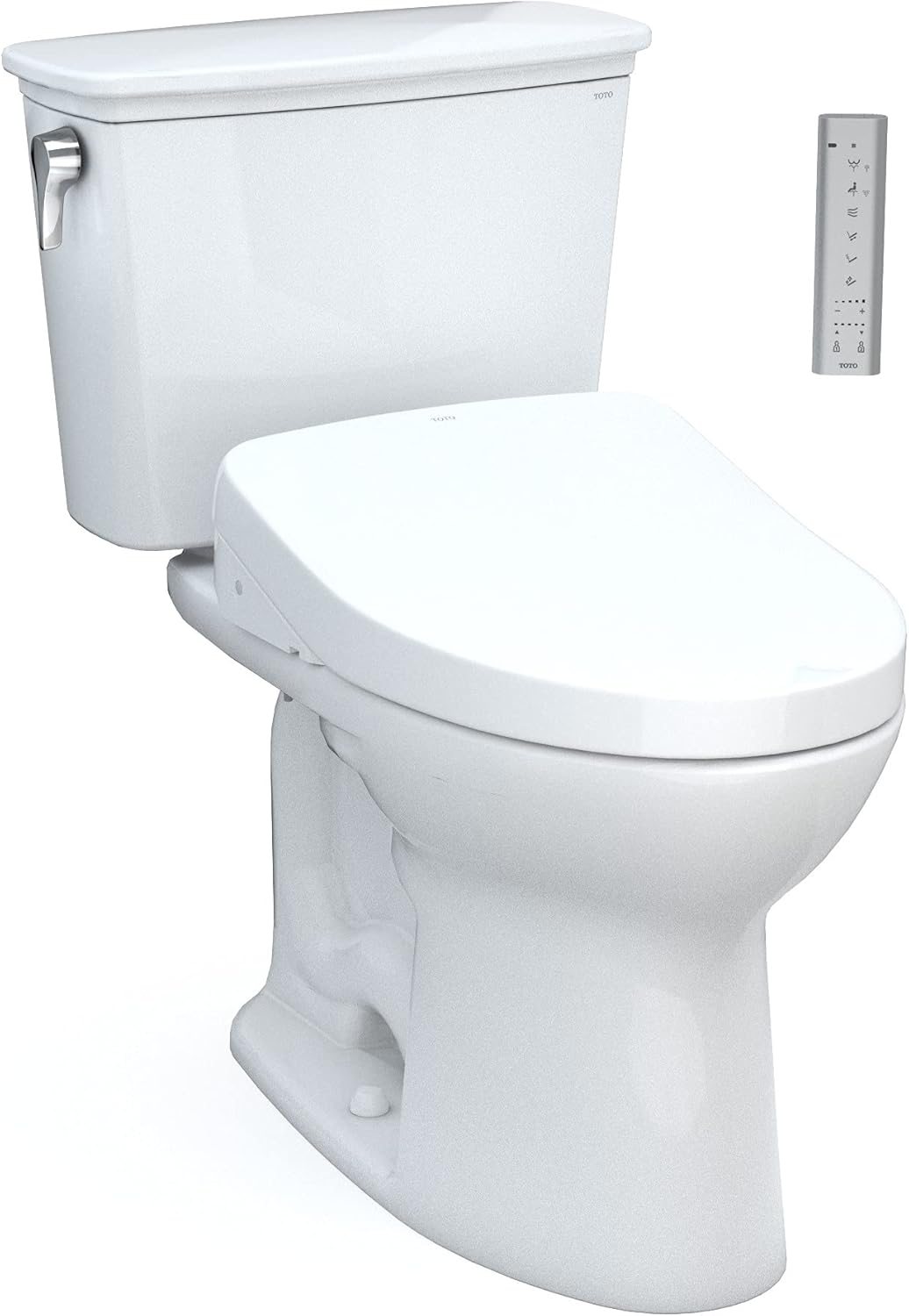 TOTO MW7863056CEGA#01 Drake Transitional WASHLET+ Two-Piece Elongated 1.28 GPF Tornado Flush Toilet with Auto Flush Cotton White