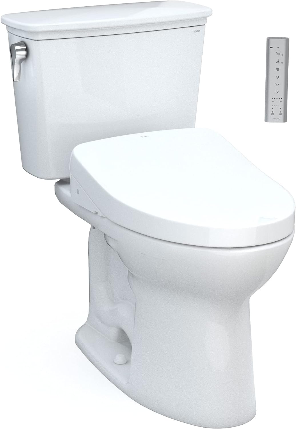 TOTO MW7863056CEFGA.10#01 Drake Transitional WASHLET+ Two-Piece Elongated 1.28 GPF Universal Height Tornado Flush Toilet Cotton White