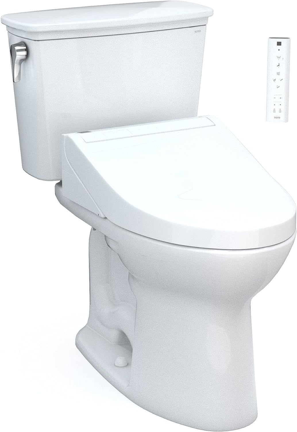 TOTO MW7863084CEFG.10#01 Drake Transitional WASHLET+ Two-Piece Elongated 1.28 GPF Universal Height TORNADO FLUSH Toilet with C5 Bidet Seat Cotton White