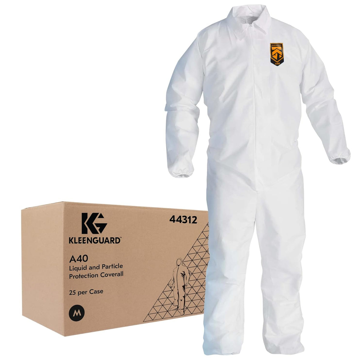 KleenGuard 44317 A40 Liquid and Particle Protection Coveralls 4XL White 25 Pack