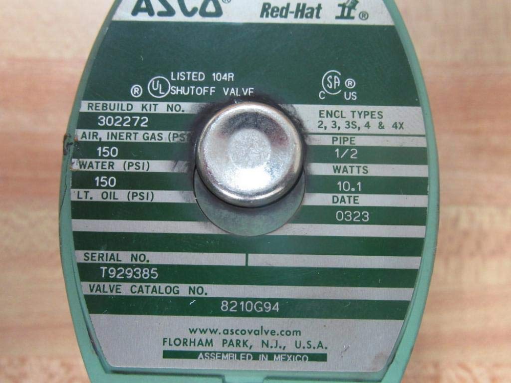 ASCO 8210G94 1/2 Inch NPT 120V Brass Solenoid Valve