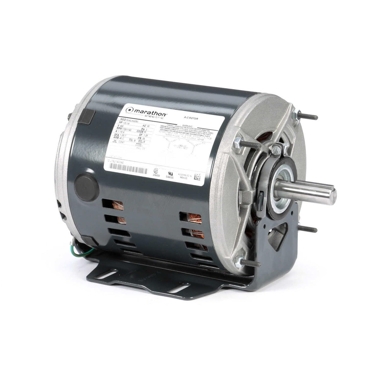 Marathon MX018 48Y Frame Open Air Over 48A11O1350 Direct Drive Motor 1/4 hp 1075 RPM 277 VAC 1 Phase 3 Speeds Ball Bearing Permanent Split Capacitor Thru-Bolt