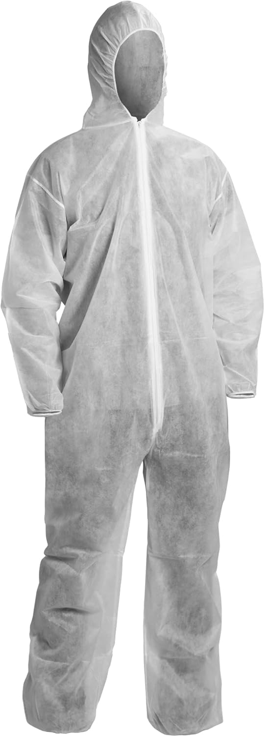 Kleenguard 67310 Lightweight Coveralls for Non-Hazardous Particulate Protection Hooded Zip Front Elastic Wrists and Ankles White X-Large (Qty 50)