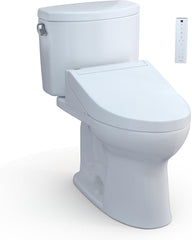 TOTO MW4543084CEFG#01 Washlet+ Drake II Two-Piece Elongated 1.28 GPF Toilet and C5 Bidet Seat Cotton White