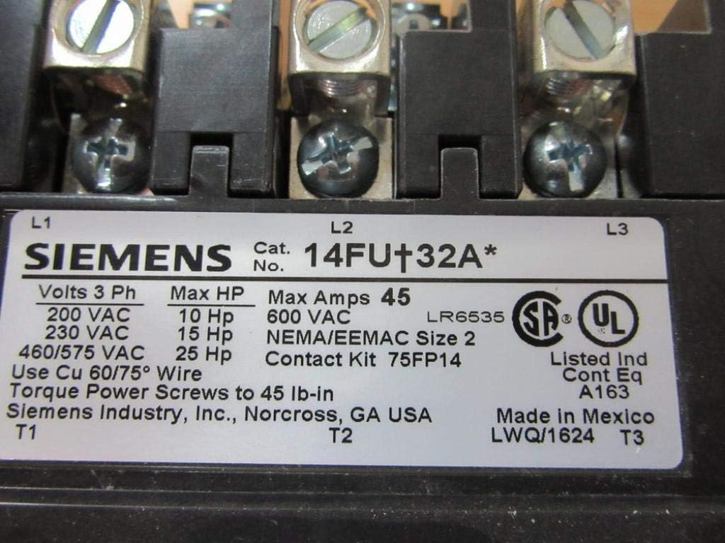 SIEMENS 14FUF32AD NEMA Magnetic Motor Starter 240 Volts 10 Horsepower Three Phase