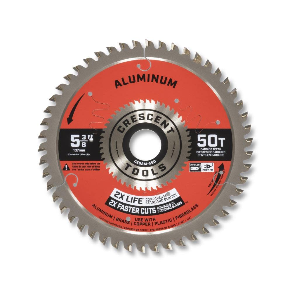 Crescent CSBAM-550 Circular Saw Blade 50 Tooth Medium Aluminum 5-3/8 Inches