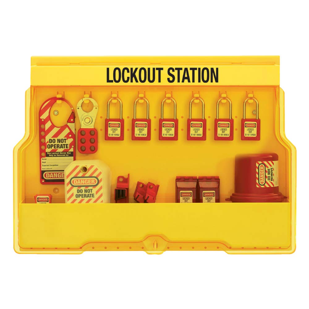 Master Lock S1850E410 Lockout Tagout Padlock & Electrical Station Includes 6 Zenex Padlocks