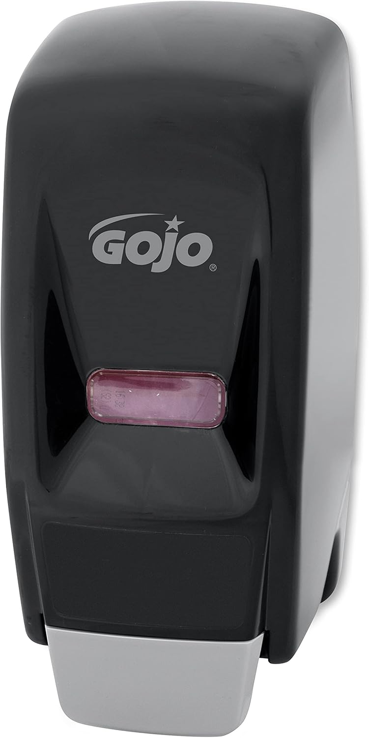 Gojo 9033-12 800 Series Bag-in-Box Lotion Soap Push-Style Dispenser Black Dispenser 800 mL Refills