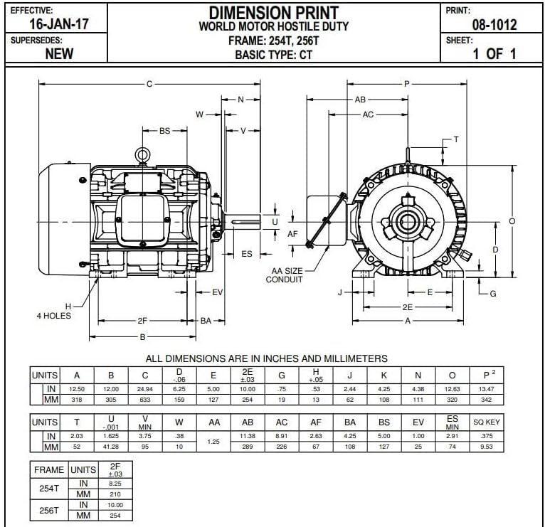 Nidec HD15P2E Electric Motor 15HP 1800 RPM 254T Frame 230/460V