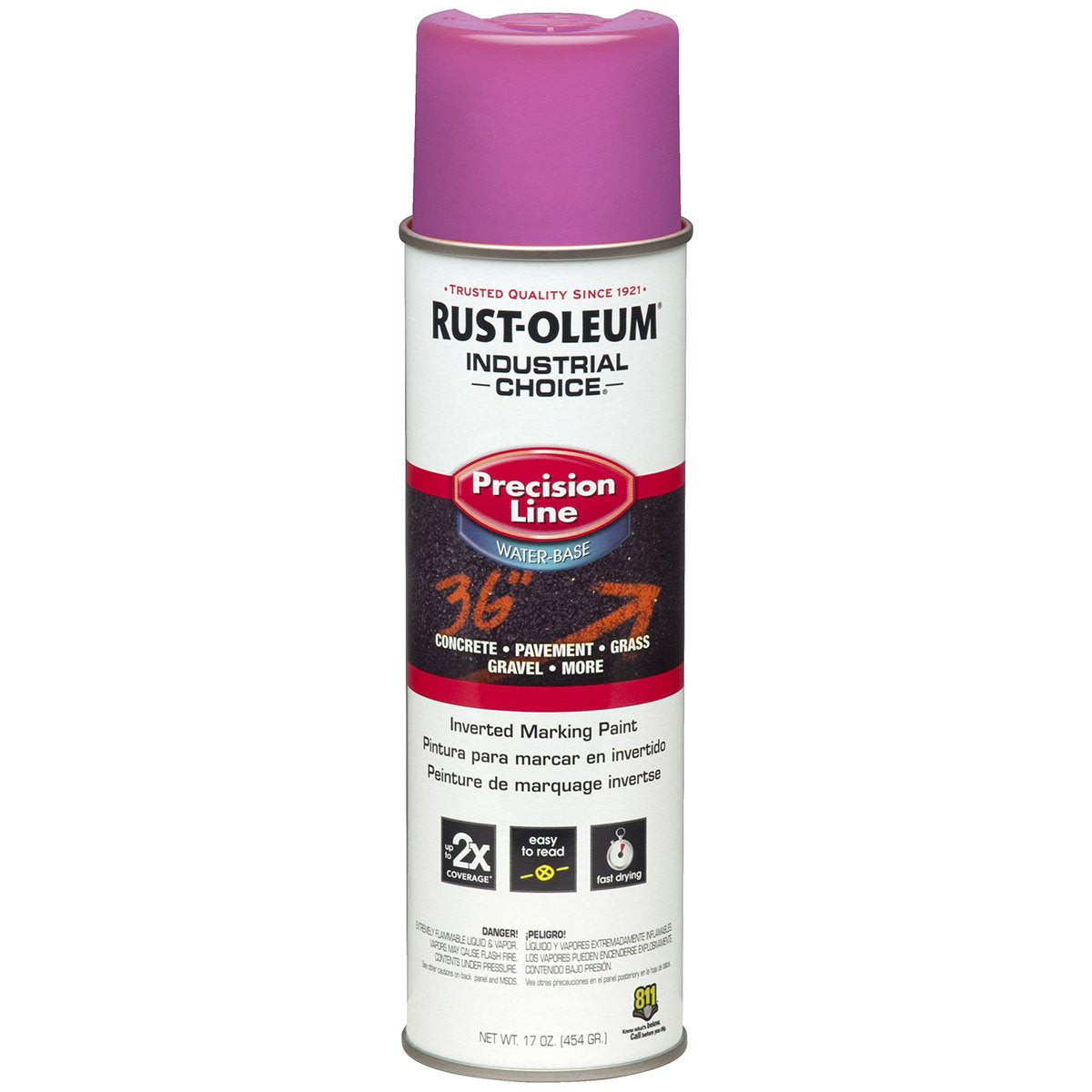 Rust-Oleum 1868838 M1800 Water-Based Precision-Line Inverted Marking Paint Aerosol Safety Purple - Lot of 12