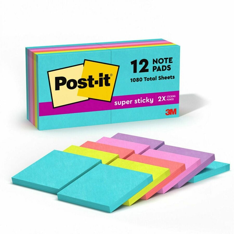3M 3M MMM65412SSMIA Post-it Super Sticky Notes Super Sticky 3 in x 3 in 12 Pack Replacement 65412SSMIA