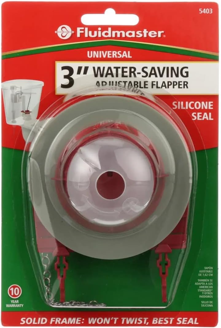 Fluidmaster 5403P4 Water-Saving Long Life Toilet Flapper 3-Inch Adjustable Red