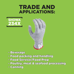 SHOWA 234X-08 Cut-Resistant Knit HPPE Knit Safety Glove, Large (1 Glove)