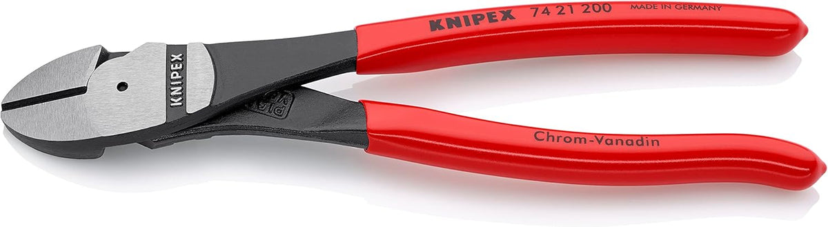 Knipex 74 21 200 High Leverage Angled Diagonal Cutters 8 Inch Plastic Coated