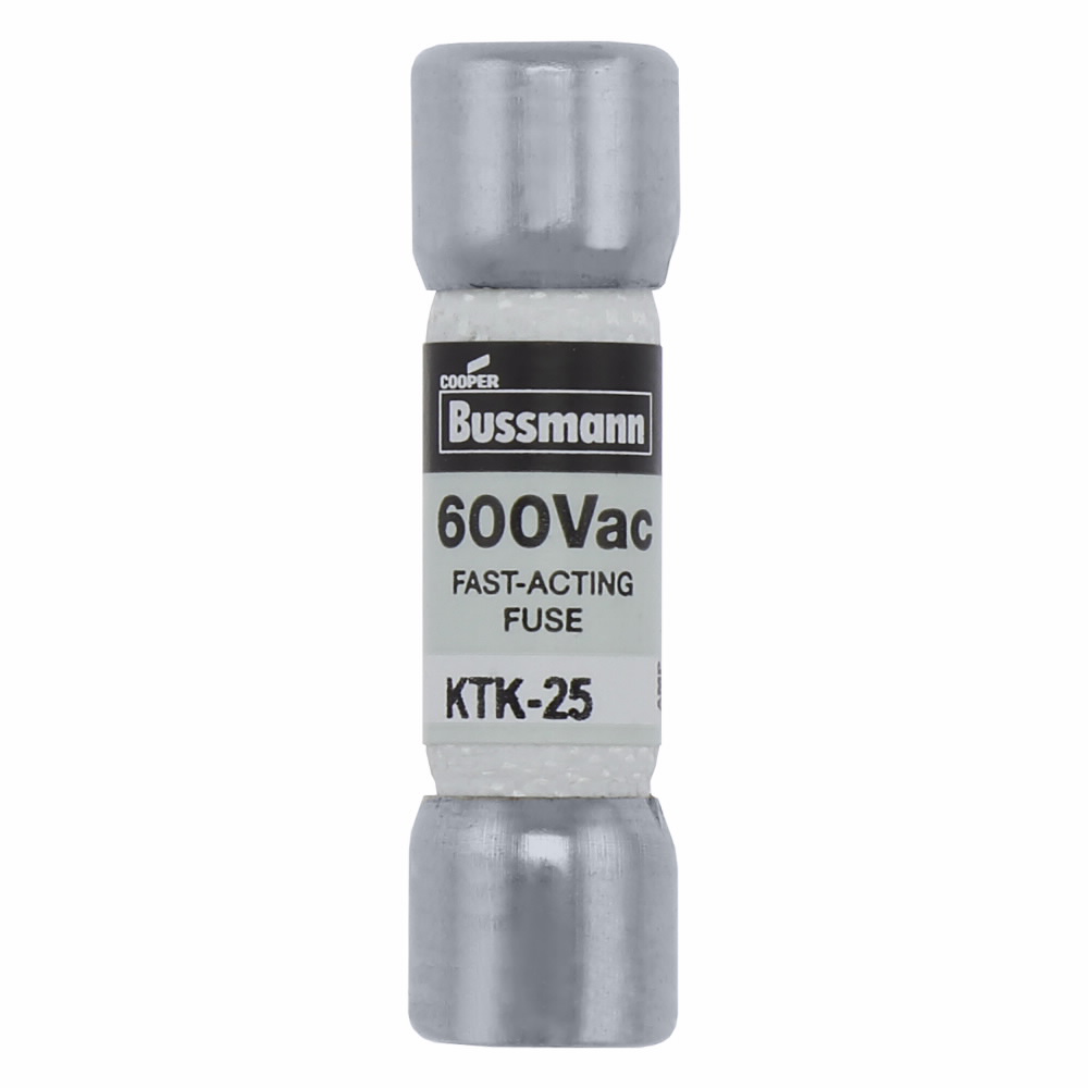 Bussmann KTK-25 600V 25Amp Limitron Fast-Acting Supplemental Fuse Non-Indicating 100kAIC @ 600Vac