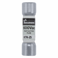 Bussmann KTK-25 600V 25Amp Limitron Fast-Acting Supplemental Fuse Non-Indicating 100kAIC @ 600Vac