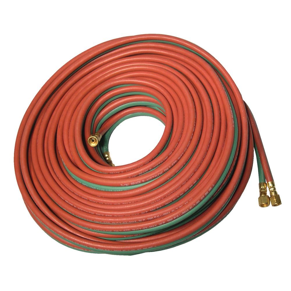 Best Welds 907-T503 Grade T Twin-Line Welding Hose 3/16 50 ft BB Fittings Fuel Gases