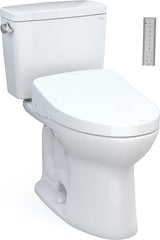 Toto MW7763056CEFG#01 Drake WASHLET+ Two-Piece Elongated 1.28 GPF Universal Height Tornado Flush Toilet with S550e Bidet Seat Cotton White