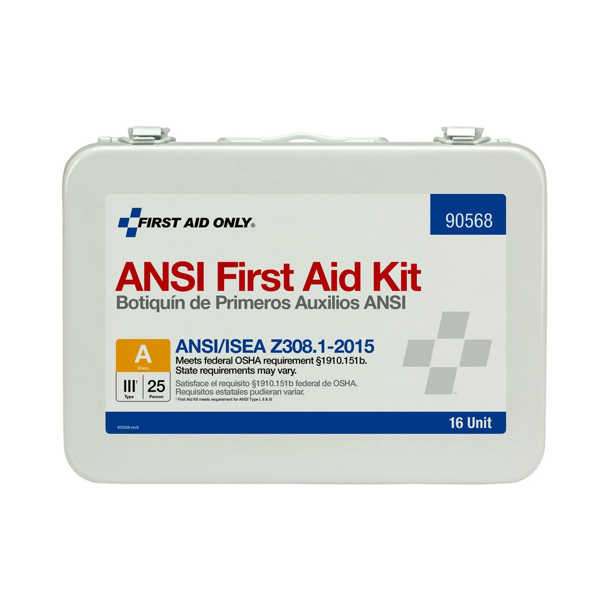 First Aid Only 90568 Unitized ANSI Compliant Class A Type III First Aid Kit 25 Person 16 Unit