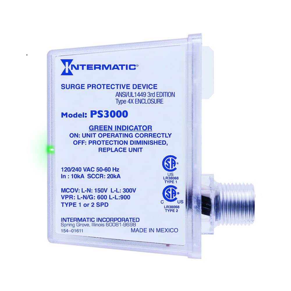 Intermatic PS3000 Surge Protective Device 120/240 VAC 3-Year Warranty