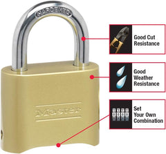 Master Lock 175 Resettable Combination Padlock Brass (Single Unit)