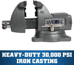 Wilton 21300 Mechanics Bench Vise 4 Inch Jaw Width 4-1/2 Inch Jaw Opening Swivel Base