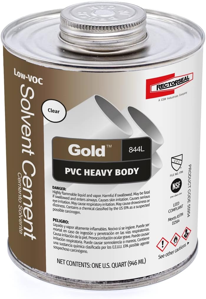 Rectorseal 55954 Quart 844L Heavy Body Low Voc Pvc Solvent Cement