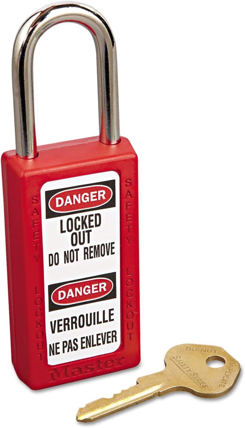 Master Lock 411RED Zenex Safety Lockout Padlock, KD, 1-1/2in Wide, 1-1/2in Tall