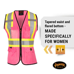 Pioneer V1021840U-XL Safety Vest for Women Hi-Vis Reflective Tape Multiple Colors