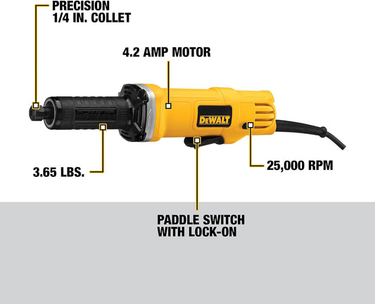 DeWalt DWE4887 Die Grinder Corded 4.2-Amp 1-1/2-Inch 25000 RPM AC/DC Capacity