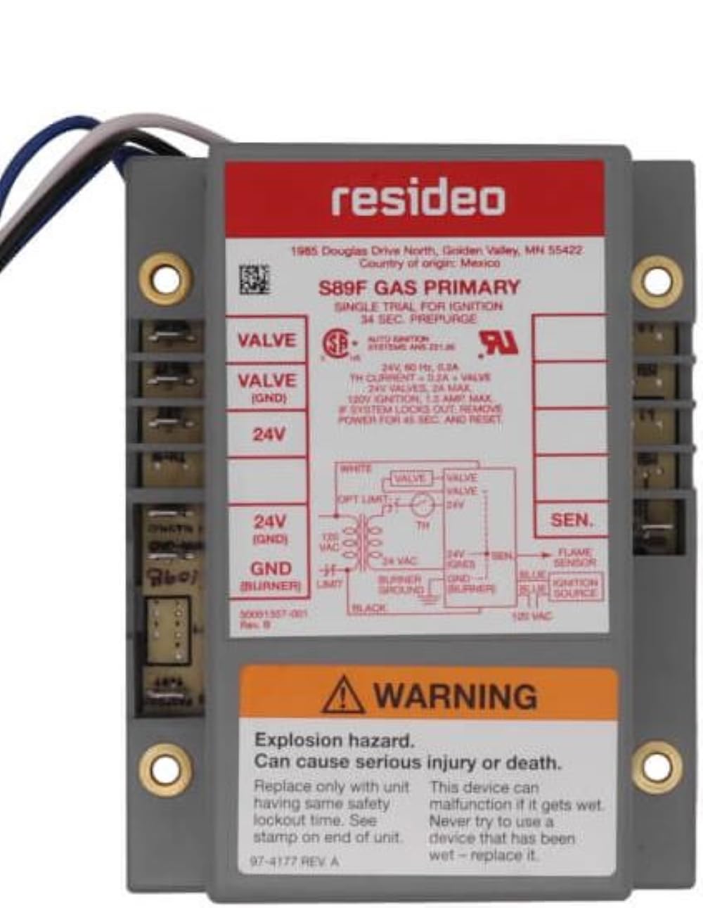 Honeywell S89F1098 Direct Spark Ignition Module 4 sec Trial 4 sec Lockout