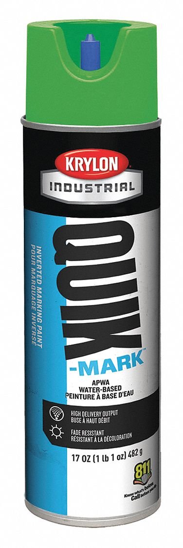 Krylon A03904004 Quik-Mark Water-Based Inverted Marking Paint 12 oz Aerosol Green