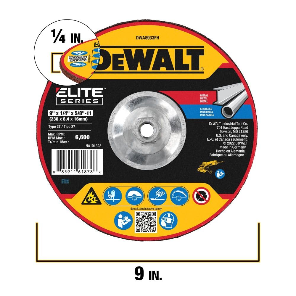 DEWALT DWA8933FH XP Ceramic Grinding Wheel 9 X 1/4 X 5/8-11