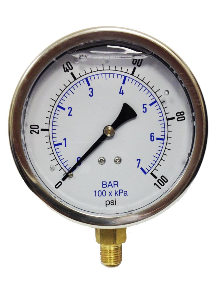 Kodiak Controls KC201L40100 4 Inch Dial Pressure Gauge 100 PSI