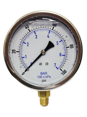 Kodiak Controls KC201L40100 4 Inch Dial Pressure Gauge 100 PSI