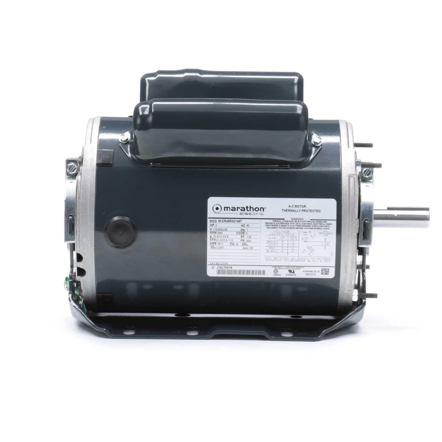 Marathon MC1161 General Purpose Motor 2 hp 3450 RPM Single Phase ODP