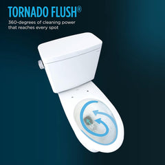 Toto MW7763074CEFG.10#01 Drake Washlet+ Two-Piece Elongated 1.28 GPF Universal Height Tornado Flush Toilet with C2 Bidet Seat, Cotton White, 10 Inch Rough-In