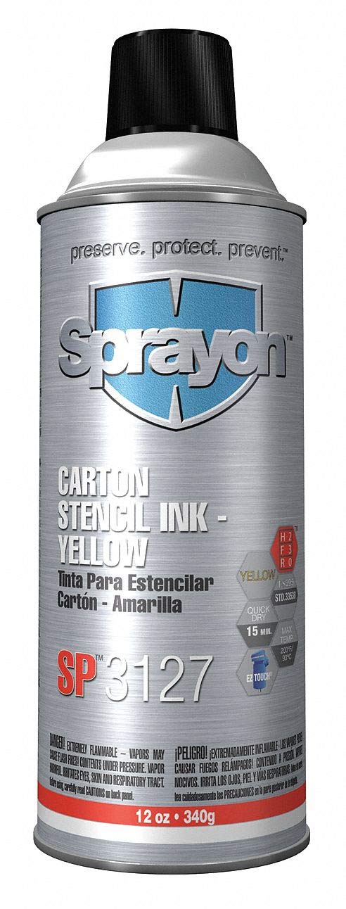 Sprayon SC3127000 Stencil Ink 16 Oz Yellow Waterproof