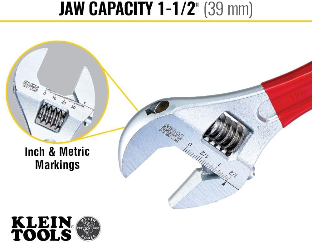 Klein Tools D507-12 Adjustable Wrench Extra Capacity 12-Inch