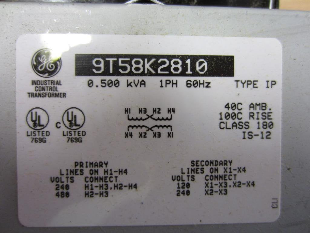 General Electric 9T58K2810 Transformer 0.500kVA Industrial Control