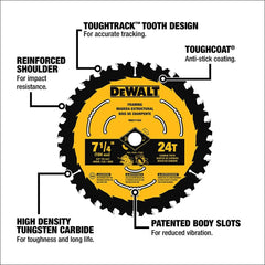 DEWALT DWA161224 Circular Saw Blade, 6 1/2 Inch, 24 Tooth, Framing