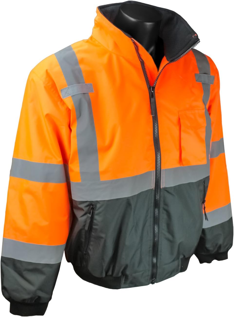 Radians SJ110B-3ZOS-L 2-in-1 Bomber Jacket, Fleece Liner, Orange/Black, Large