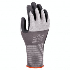 SHOWA 381M-07 Lightweight Breathable Oil Resistant Nitrile Coated Work Gloves Medium Pack of 12 Pair Grey