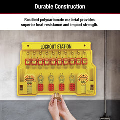 Master Lock 1483BP410 Lockout Tagout Padlock Station, Yellow