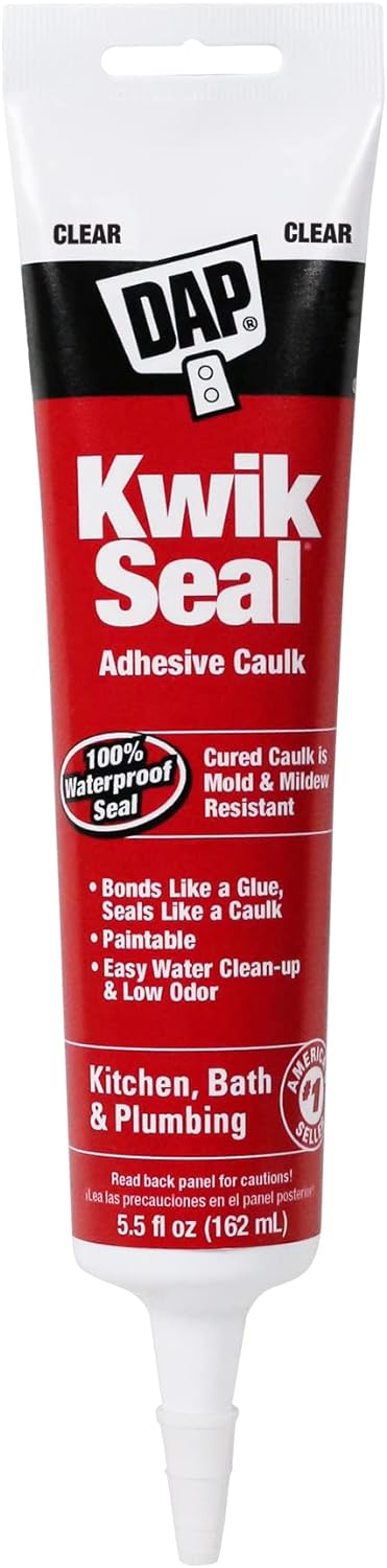 DAP 18001 Kwik Seal Kitchen and Bath Adhesive Caulk 5.5 Ounce Pack of 12