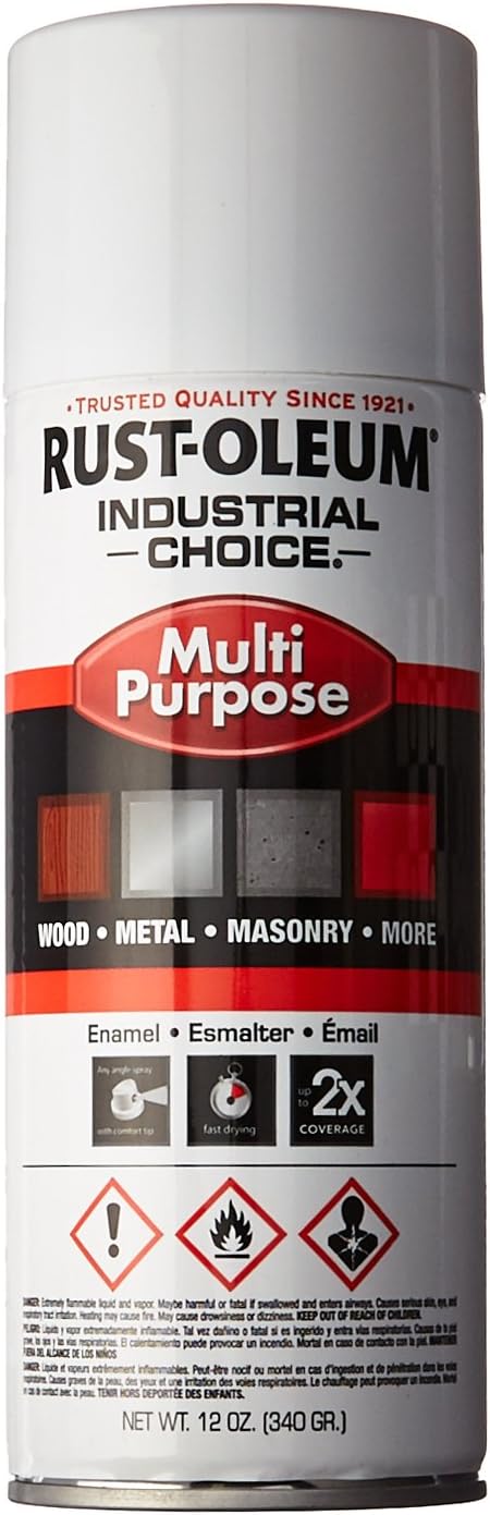 Rust-Oleum 1692830 Industrial Choice 1600 System Multi-Purpose Spray Paint 12 oz Gloss White