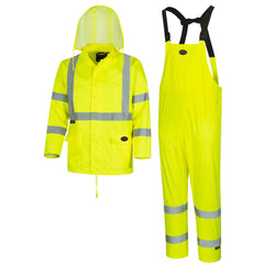 Pioneer V1080360UL High Visibility Rain Gear Safety Jacket and Bib Pants Hi Vis Waterproof Reflective PVC Work Suit Large Replacement MPN