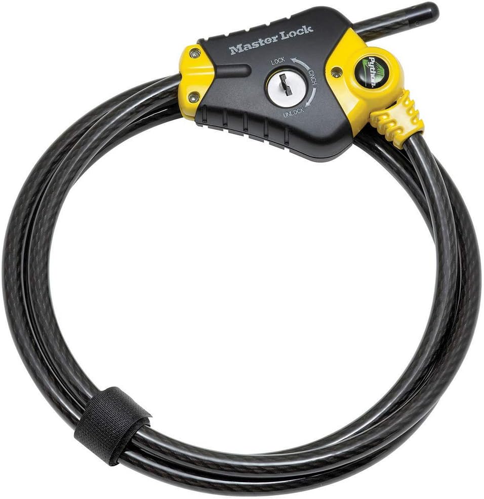 Master Lock 8413DPF Python Cable Lock with Key, 1 Pack, Black and Yellow, 6 ft x 3/8 in diameter