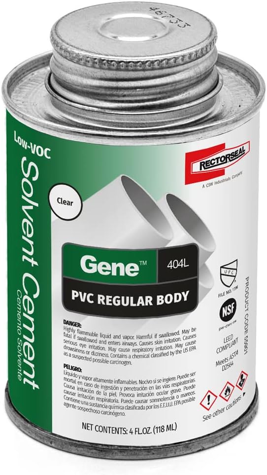 Rectorseal 55901 Gene 404L 1/4 Pint Pvc Solvent Cement